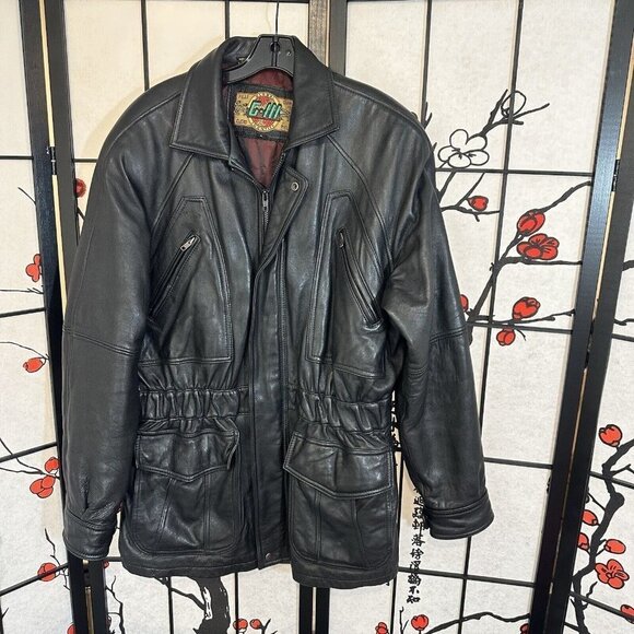 G-III Global Identity Leather Jacket Trench Coat Womens Size L Cinched Waist - Picture 1 of 7